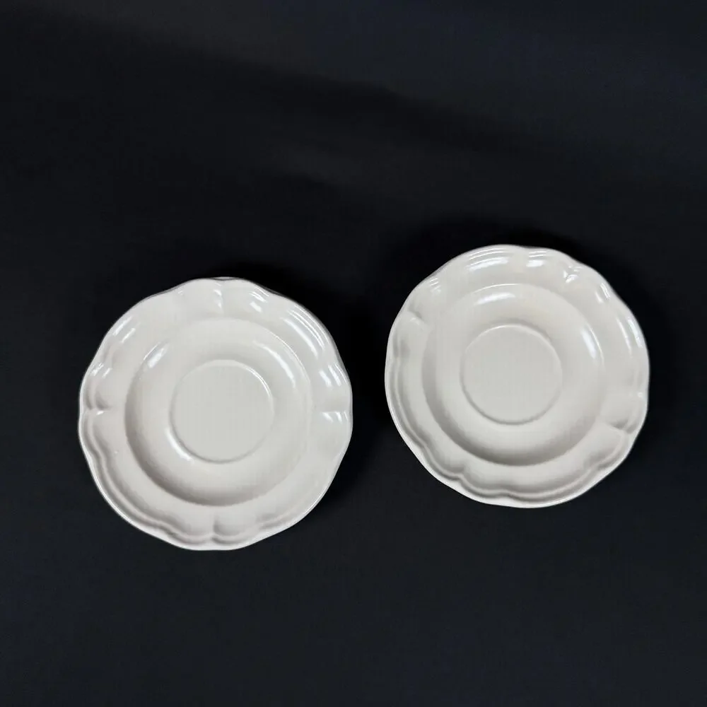 Lot of 4 Pfaltzgraff White Scalloped Plates & Bowl Made in USA